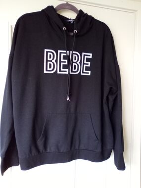 2X bebe Black Hoodie Sweatshirt White Logo
